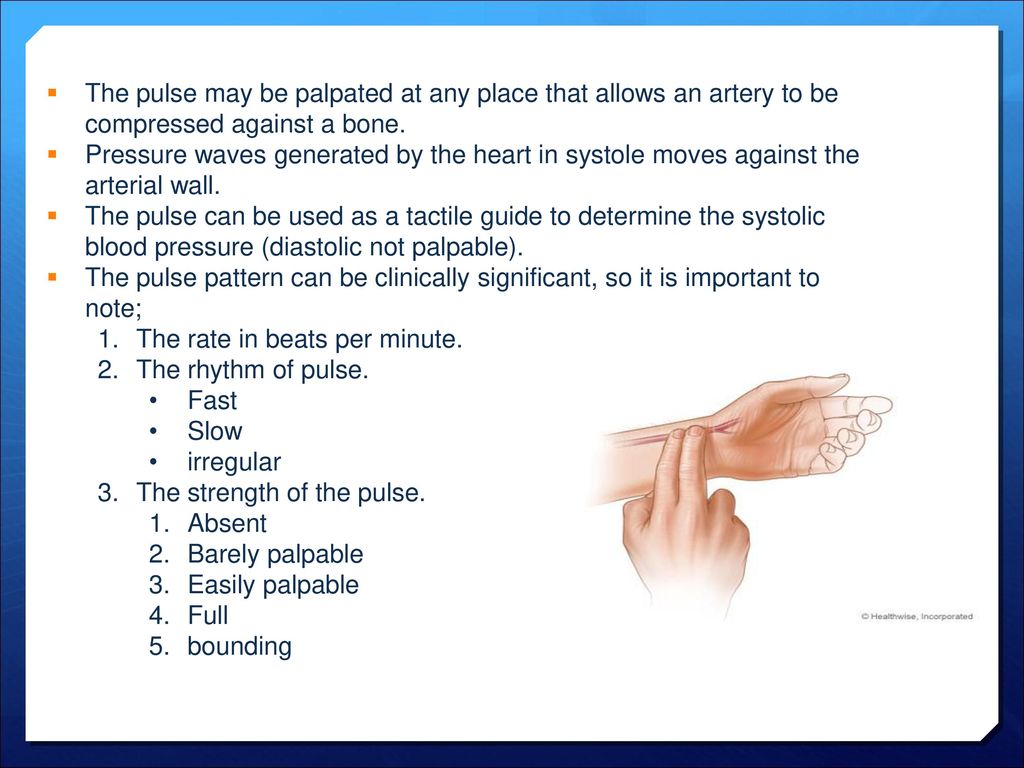 Palpated blood deals pressure